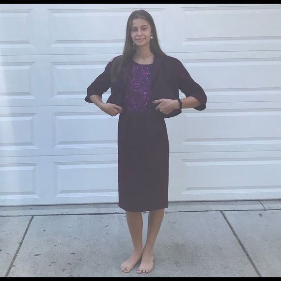 Vntg 1950 Saks Fifth Avenue 2 piece purple set - Picture 2 of 15